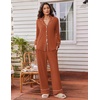 Ekouaer Womens Pajama Sets 2 Piece Lounge Sets Button Down Long Sleeve Pjs(Caramel)
