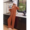 Ekouaer Womens Pajama Sets 2 Piece Lounge Sets Button Down Long Sleeve Pjs(Caramel)