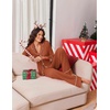 Ekouaer Womens Pajama Sets 2 Piece Lounge Sets Button Down Long Sleeve Pjs(Caramel)