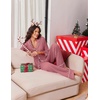 Ekouaer Womens Pajama Sets 2 Piece Lounge Sets Button Down Long Sleeve Pjs(Mauve)