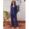 Ekouaer Womens Pajama Sets 2 Piece Lounge Sets Button Down Long Sleeve Pjs(Navy)