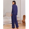 Ekouaer Womens Pajama Sets 2 Piece Lounge Sets Button Down Long Sleeve Pjs(Navy)