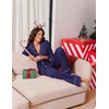 Ekouaer Womens Pajama Sets 2 Piece Lounge Sets Button Down Long Sleeve Pjs(Navy)