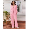 Ekouaer Womens Pajama Sets 2 Piece Lounge Sets Button Down Long Sleeve Pjs(Pink)