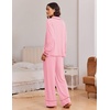 Ekouaer Womens Pajama Sets 2 Piece Lounge Sets Button Down Long Sleeve Pjs(Pink)