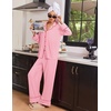 Ekouaer Womens Pajama Sets 2 Piece Lounge Sets Button Down Long Sleeve Pjs(Pink)