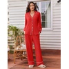 Ekouaer Womens Pajama Sets 2 Piece Lounge Sets Button Down Long Sleeve Pjs(Red)