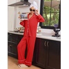 Ekouaer Womens Pajama Sets 2 Piece Lounge Sets Button Down Long Sleeve Pjs(Red)