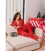 Ekouaer Womens Pajama Sets 2 Piece Lounge Sets Button Down Long Sleeve Pjs(Red)