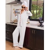 Ekouaer Womens Pajama Sets 2 Piece Lounge Sets Button Down Long Sleeve Pjs(White)