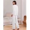 Ekouaer Womens Pajama Sets 2 Piece Lounge Sets Button Down Long Sleeve Pjs(White)