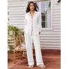 Ekouaer Womens Pajama Sets 2 Piece Lounge Sets Button Down Long Sleeve Pjs(White)