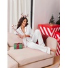 Ekouaer Womens Pajama Sets 2 Piece Lounge Sets Button Down Long Sleeve Pjs(White)