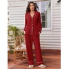 Ekouaer Womens Pajama Sets 2 Piece Lounge Sets Button Down Long Sleeve Pjs(Wine)