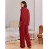 Ekouaer Womens Pajama Sets 2 Piece Lounge Sets Button Down Long Sleeve Pjs(Wine)