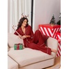 Ekouaer Womens Pajama Sets 2 Piece Lounge Sets Button Down Long Sleeve Pjs(Wine)