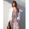 Ekouaer Womens Summer Jumpsuits Dressy V Neck Long Rompers Casual Jumper(Black Floral)