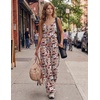 Ekouaer Womens Summer Jumpsuits Dressy V Neck Long Rompers Casual Jumper(Black Floral)