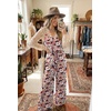 Ekouaer Womens Summer Jumpsuits Dressy V Neck Long Rompers Casual Jumper(Black Floral)