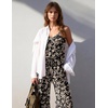 Ekouaer Womens Summer Jumpsuits Dressy V Neck Long Rompers Casual Jumper(Brown Leaf Black)