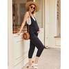 Jumpsuits for Women Summer V Neck Casual Overall Sleeveless with Pockets(A-black)