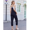 Jumpsuits for Women Summer V Neck Casual Overall Sleeveless with Pockets(A-black)