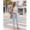 Jumpsuits for Women Summer V Neck Casual Overall Sleeveless with Pockets(Blue)
