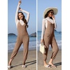 Jumpsuits for Women Summer V Neck Casual Overall Sleeveless with Pockets(Brown)