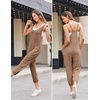 Jumpsuits for Women Summer V Neck Casual Overall Sleeveless with Pockets(Brown)