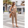 Jumpsuits for Women Summer V Neck Casual Overall Sleeveless with Pockets(Brown)
