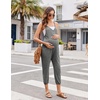 Jumpsuits for Women Summer V Neck Casual Overall Sleeveless with Pockets(Dark Grey)