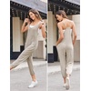 Jumpsuits for Women Summer V Neck Casual Overall Sleeveless with Pockets(Khaki)