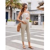 Jumpsuits for Women Summer V Neck Casual Overall Sleeveless with Pockets(Khaki)