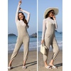 Jumpsuits for Women Summer V Neck Casual Overall Sleeveless with Pockets(Khaki)