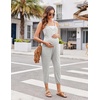 Jumpsuits for Women Summer V Neck Casual Overall Sleeveless with Pockets(Light Gray)