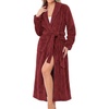 Ekouaer Long Robes for Women Super Soft Plush Fleece Warm Towel Bathrobe(Burgundy)