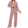 Ekouaer Lounge Sets for Women Long Sleeve 2 Piece Pajamas Set with Pockets(Dusty Rose)