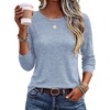 Ekouaer Womens Long Sleeve Shirts Casual Tops Crewneck Thermal Tshirts(Light Blue)