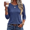 Ekouaer Womens Long Sleeve Shirts Casual Tops Crewneck Thermal Tshirts(Navy Blue)