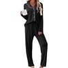 Ekouaer Womens Pajama Sets 2 Piece Long Sleeve Sleepwear Soft Button Up Pjs(Black)