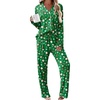 Ekouaer Womens Pajama Sets 2 Piece Long Sleeve Sleepwear Soft Button Up Pjs(Christmas Green)