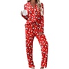 Ekouaer Womens Pajama Sets 2 Piece Long Sleeve Sleepwear Soft Button Up Pjs(Christmas Red)