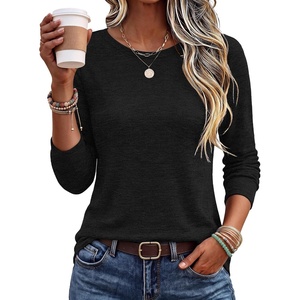Ekouaer Womens Long Sleeve Shirts Casual Tops Crewneck Thermal Tshirts(Black)