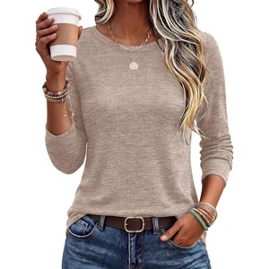 Ekouaer Womens Long Sleeve Shirts Casual Tops Crewneck Thermal Tshirts(Khaki)