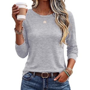 Ekouaer Womens Long Sleeve Shirts Casual Tops Crewneck Thermal Tshirts(Light Grey)