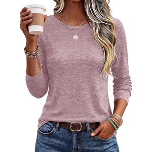 Ekouaer Womens Long Sleeve Shirts Casual Tops Crewneck Thermal Tshirts(Pink)