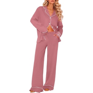 Ekouaer Womens Pajama Sets 2 Piece Lounge Sets Button Down Long Sleeve Pjs(Mauve)