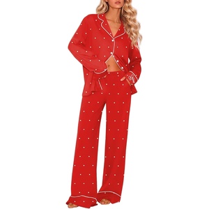 Ekouaer Womens Pajama Sets 2 Piece Lounge Sets Button Down Long Sleeve Pjs(Polka Dots)