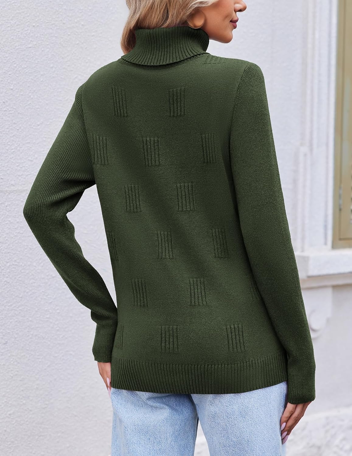 image:imageEkouaer Womens Turtleneck Sweater Long Sleeve 2026 Fall Winter Knitted TopArmy Green