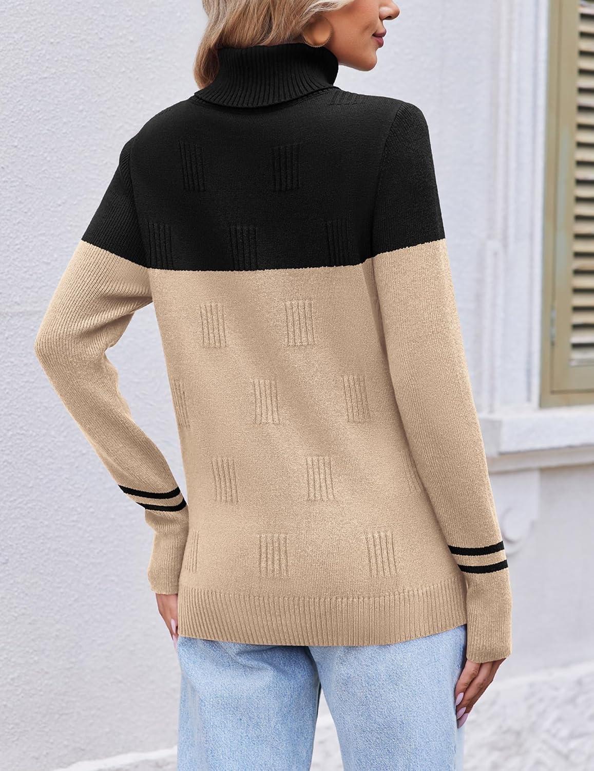 image:imageEkouaer Womens Turtleneck Sweater Long Sleeve 2026 Fall Winter Knitted TopBlack Apricot